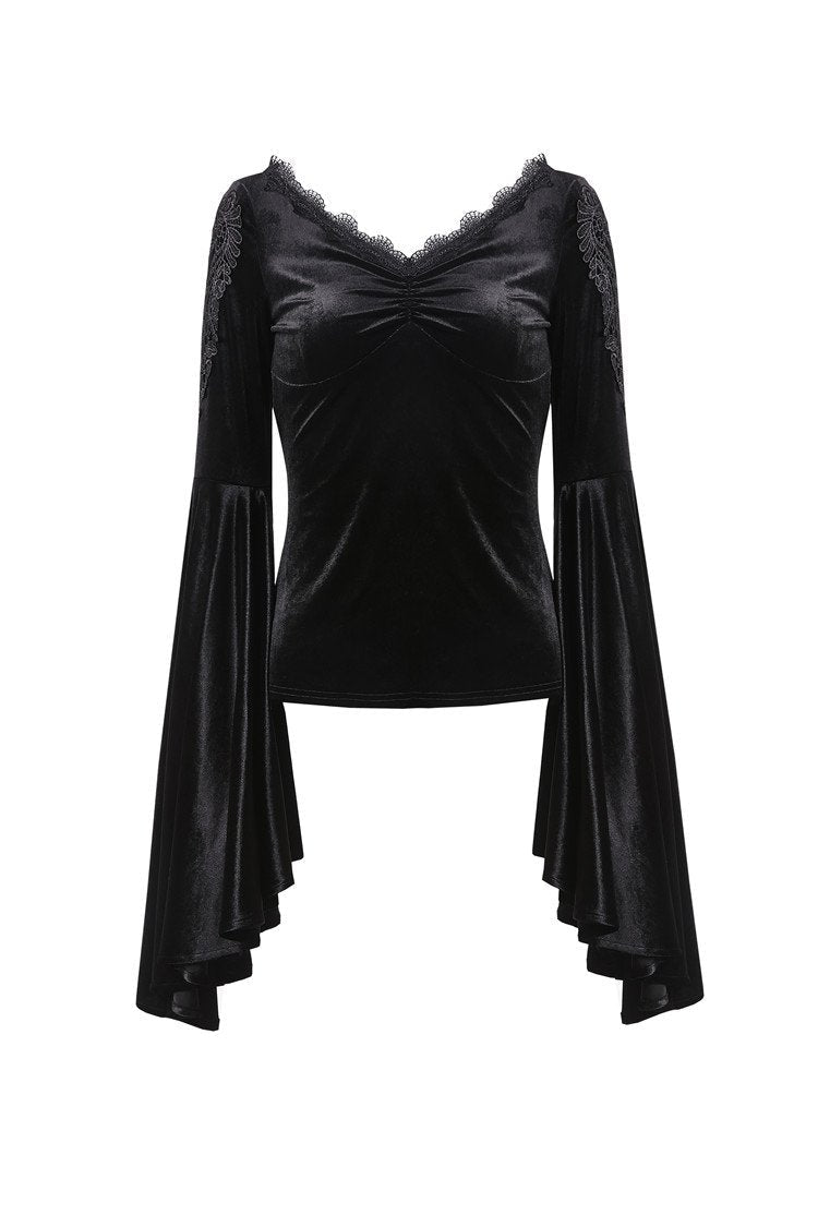 Velvet Big Bat Sleeve Blouse