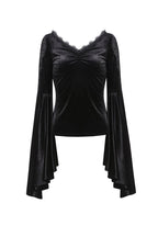 Velvet Big Bat Sleeve Blouse