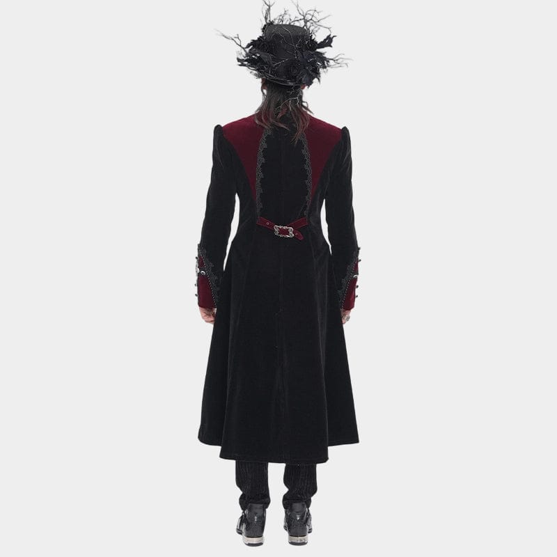 Big Buckle Long Velvet Black Gothic Jacket