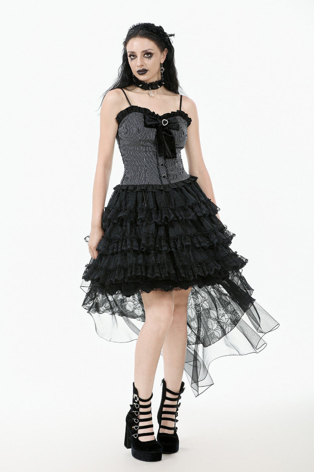 Pinstripe Satin Bow Doll Top