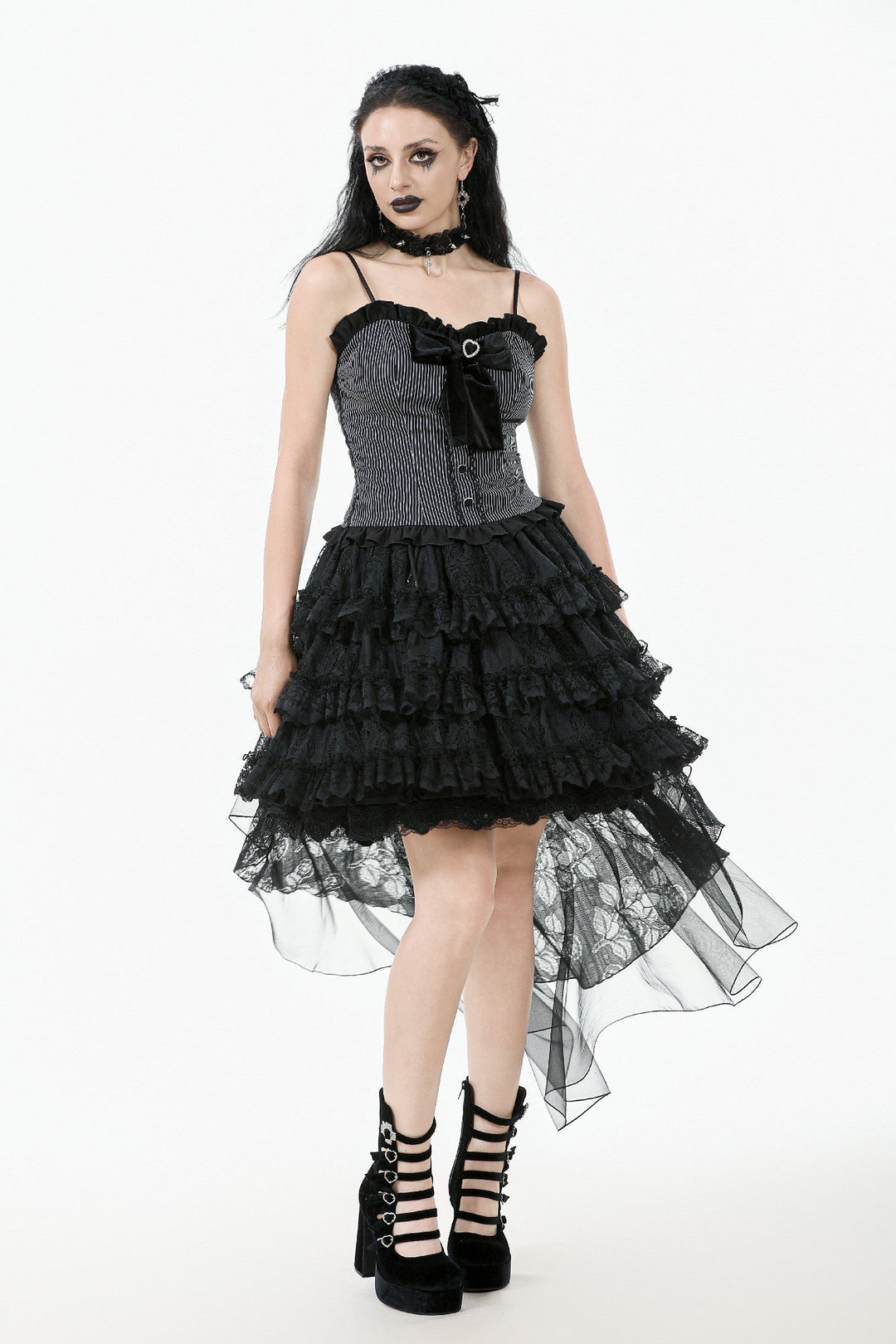 Pinstripe Satin Bow Doll Top