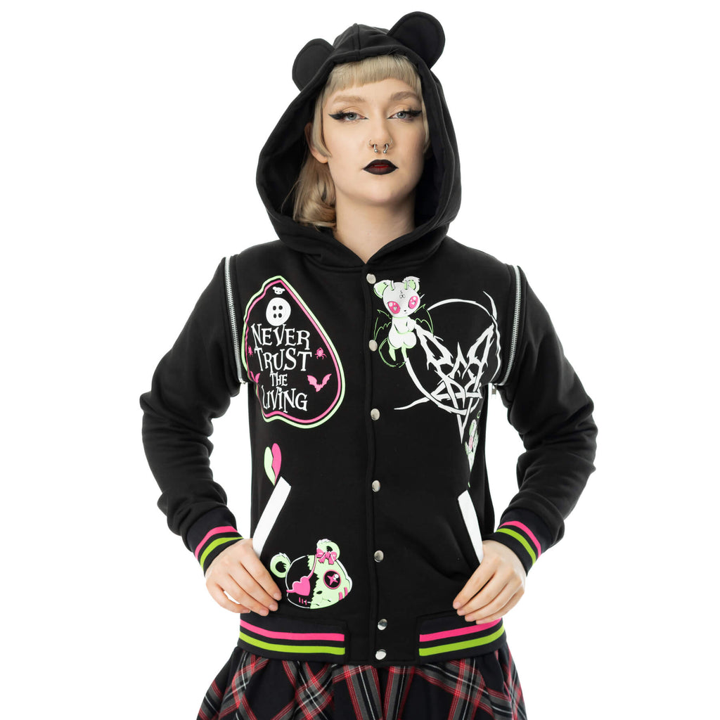 Hex Bear Hooded Jacket with Detachable Zip Arms