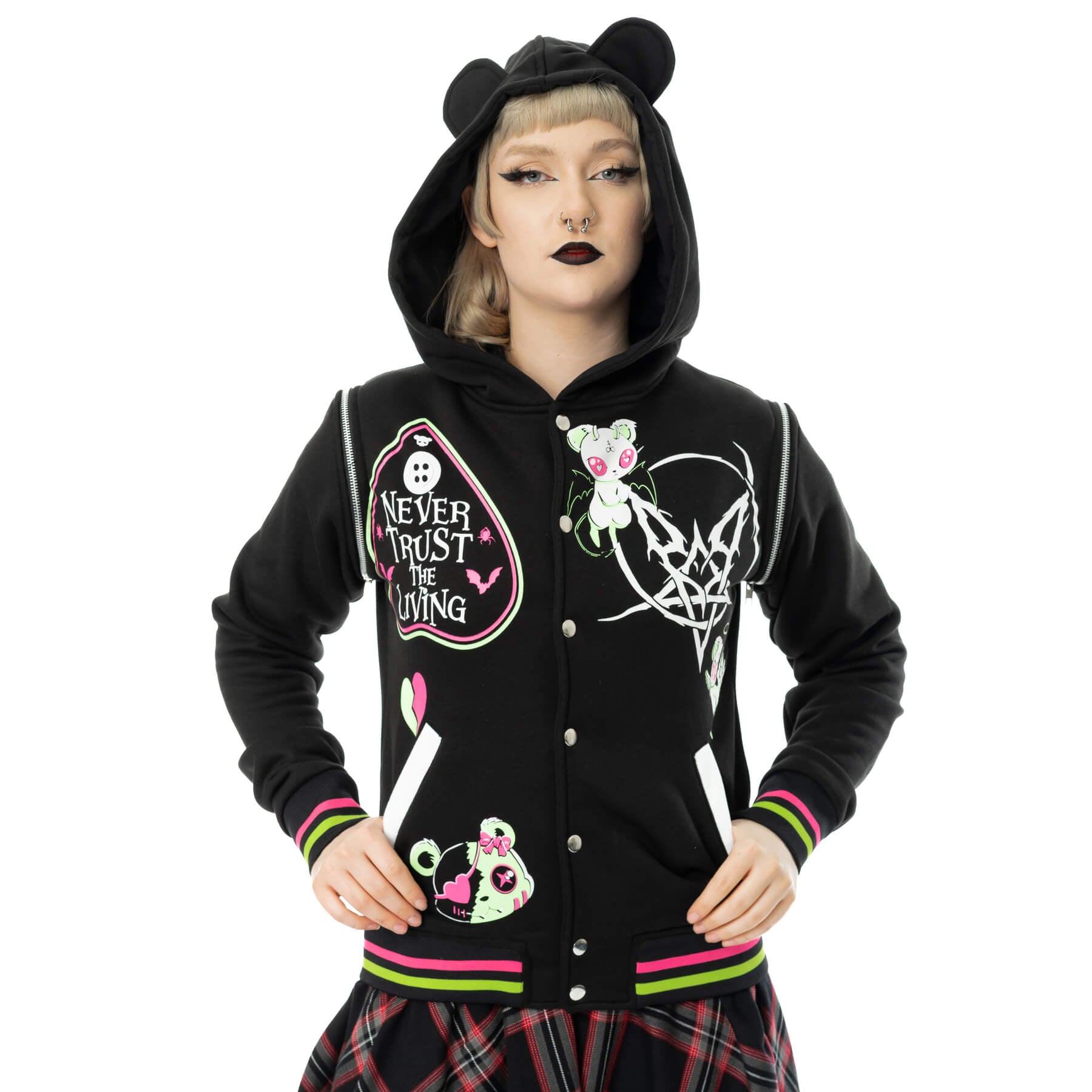 Hex Bear Hooded Jacket with Detachable Zip Arms