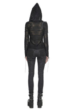 Diagonal Shoulder Zip Sheer Hooded Top