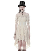 Steampunk Cream Cocktail Lace Dress