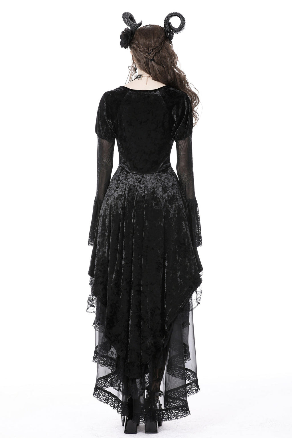 Spider Queen Hi-Lo Velvet Ruffle Dress