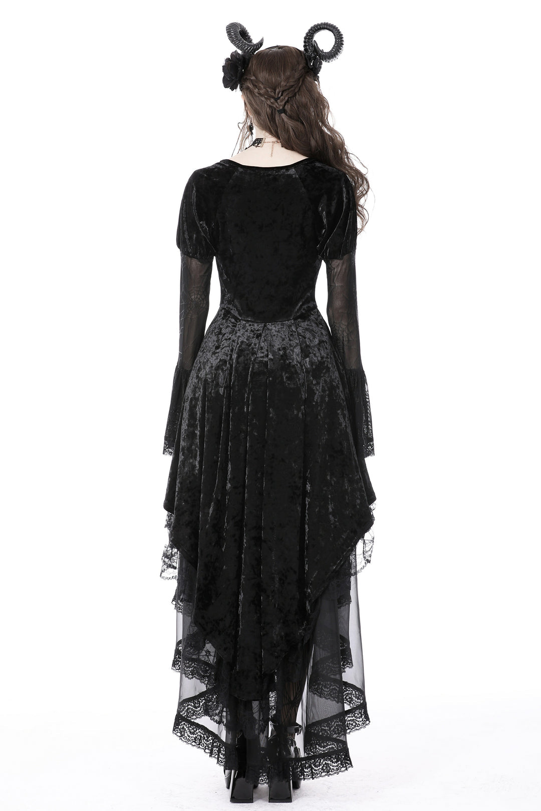 Spider Queen Hi-Lo Velvet Ruffle Dress