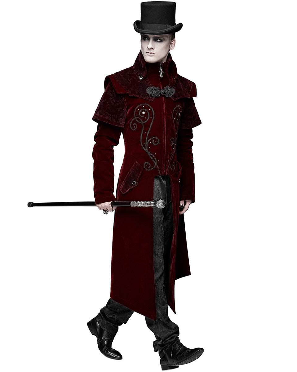 Cape Collar Crucifix Gothic Long Burgundy Coat