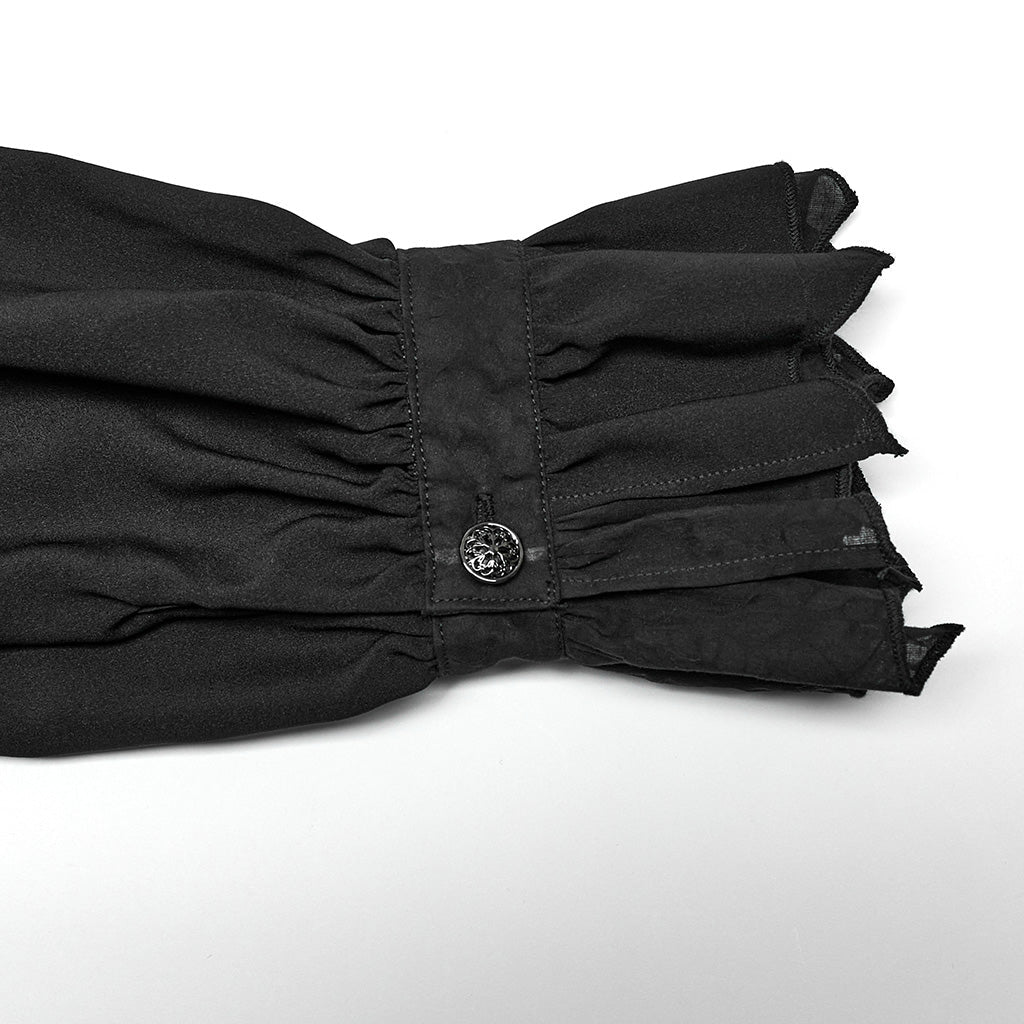 Lace V Neck Ruffle Shirt
