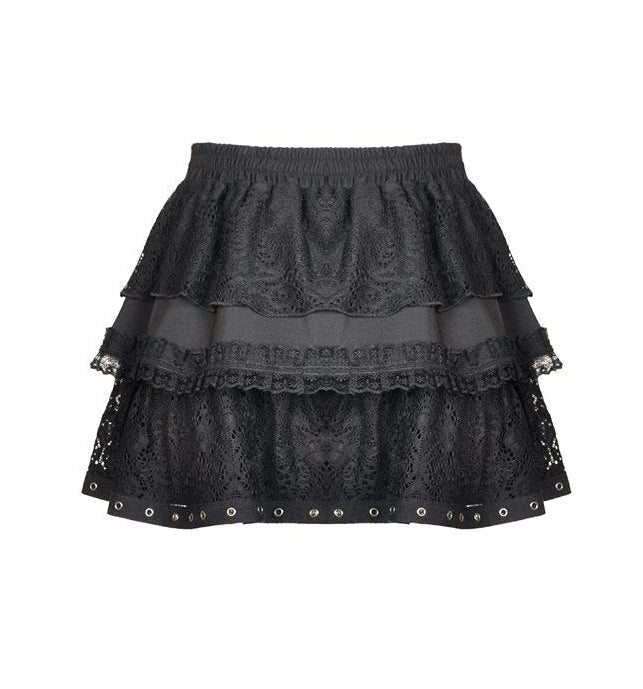 Criss Cross Heart Zip Ruffle Mini Skirt