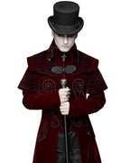 Cape Collar Crucifix Gothic Long Burgundy Coat