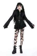 Punk Eyelet Lace Up Ruffle Mini Skirt