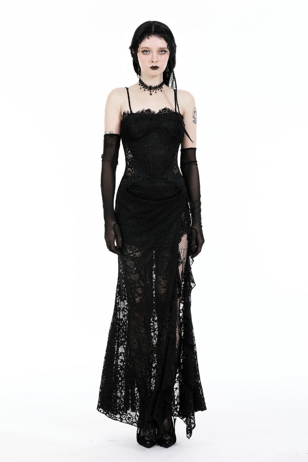 Lace Thigh Split Maxi Dress