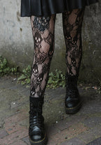Rose Skull Netted Tights