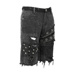 Eyelet Ripped Washed Denim Look Shorts
