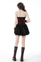 Red Wine Laced Crucifix Zip Mini Dress