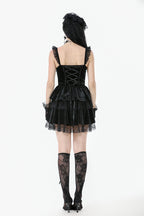 Lace Wing Strap Ruffle Dress