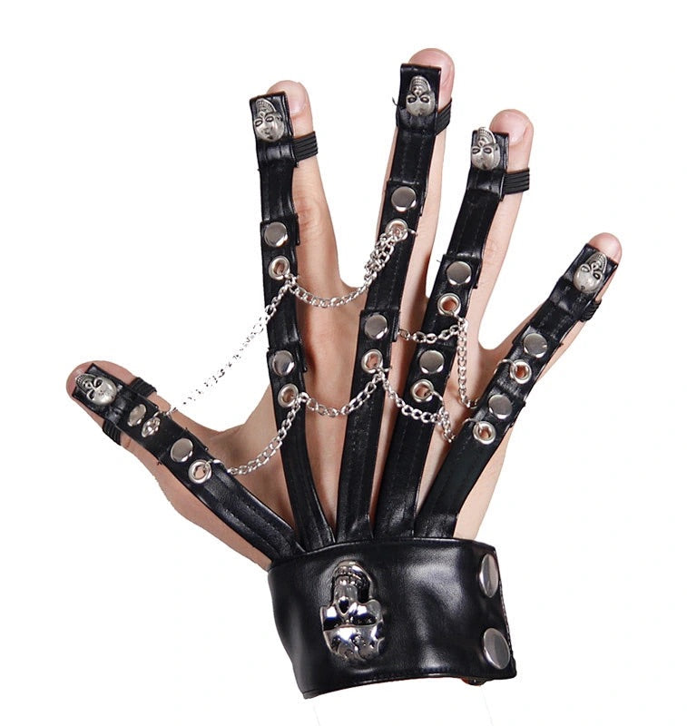 Men’s Skeleton Skull Chain Hand Claw Glove
