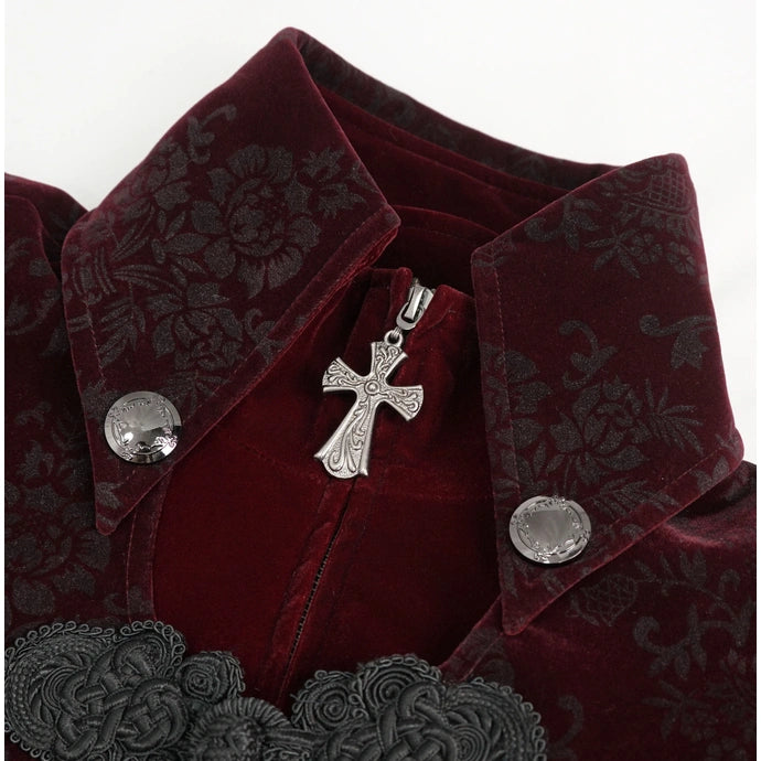 Cape Collar Crucifix Gothic Long Burgundy Coat