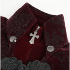 Cape Collar Crucifix Gothic Long Burgundy Coat