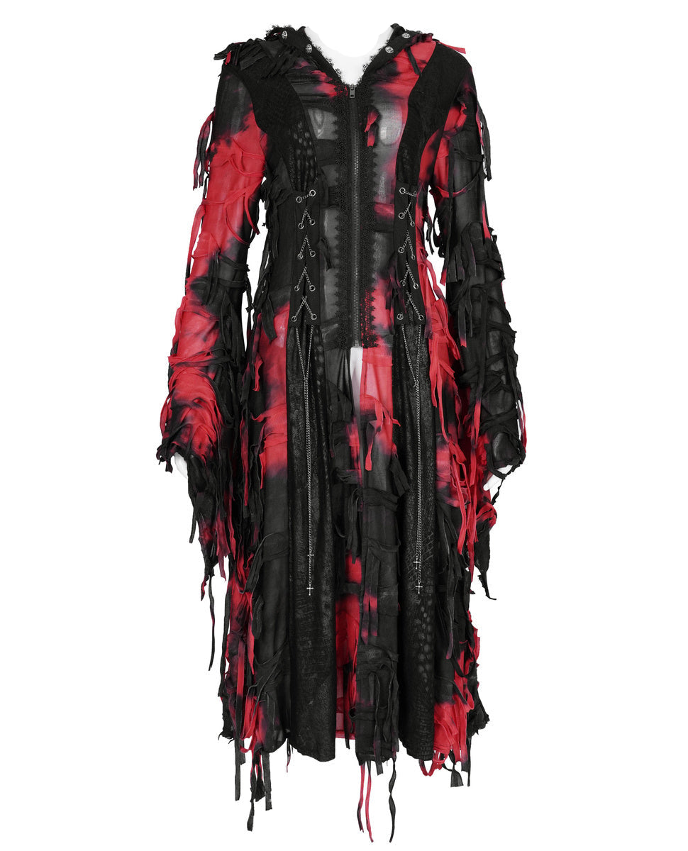Black & Red Bloody Shredded Hood Jacket