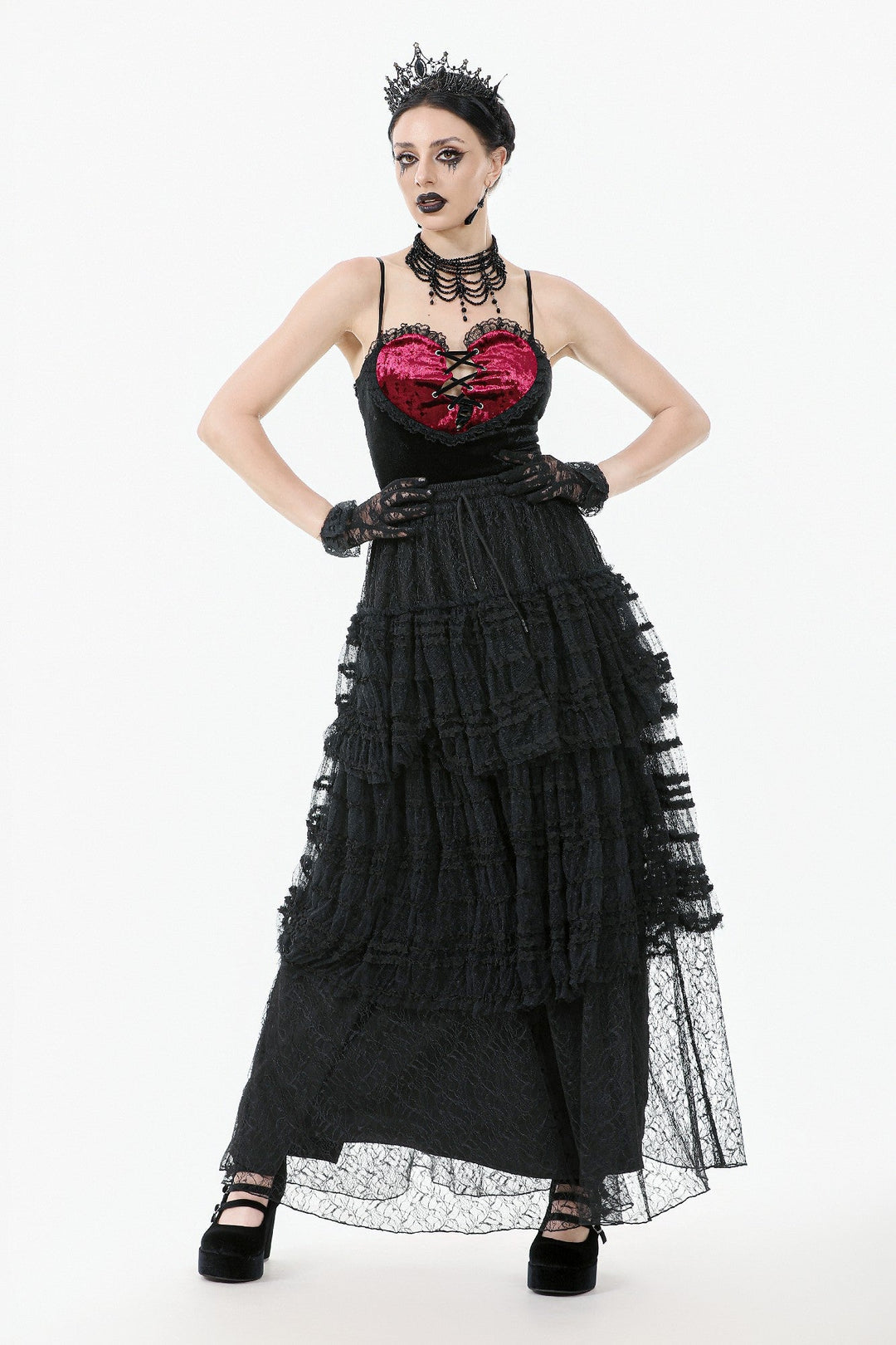 Tiered Net Lace Skirt