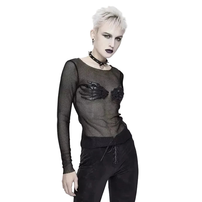 Skeleton Hands Chest Mesh Top