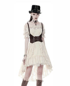 Steampunk Cream Cocktail Lace Dress