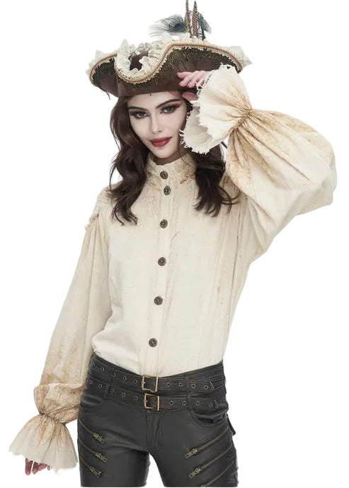 Cream Steampunk Vintage Shirt