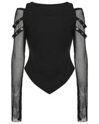Punk Printed Mesh Strap Full Sleeve Top