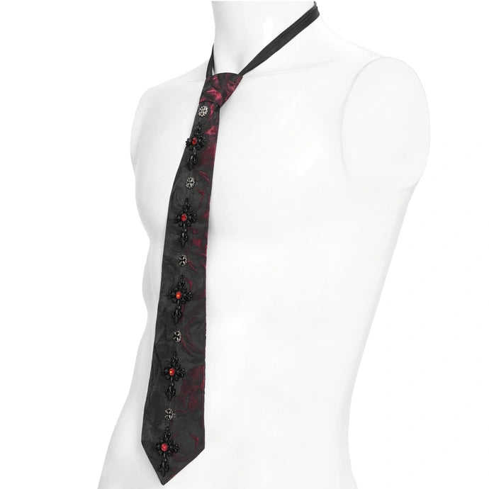 Crucifix Black & Red Gothic Tie