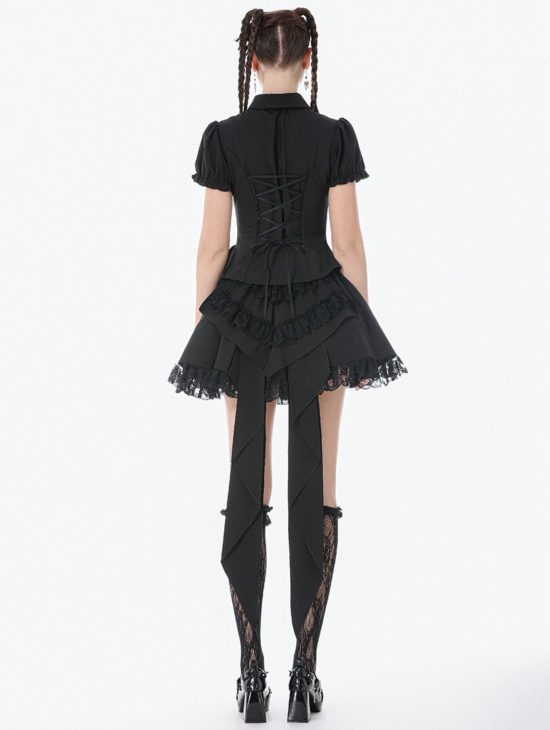 Lolita Doll Ruffle Lace Ribbon Trail Skirt