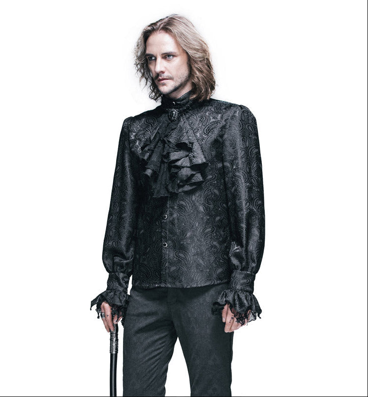 Black Paisley Jacquard Shirt With Cravat
