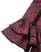 Red Crucifix Rose Frill Corset Belt