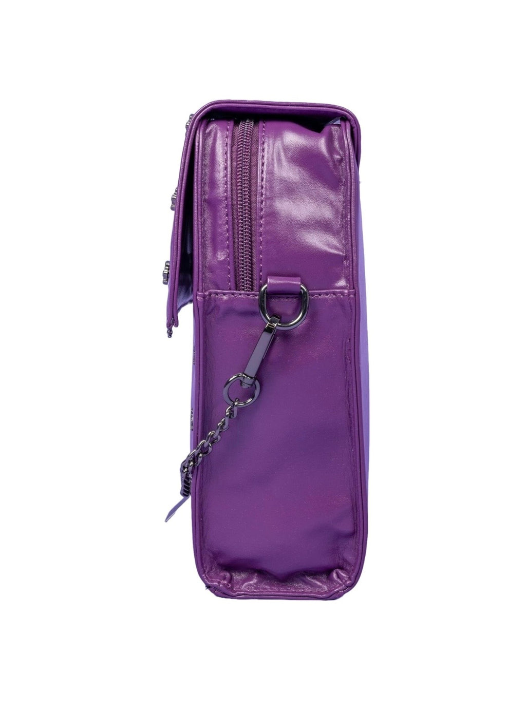 Mini Purple Coffin Chain Bag With Metal Crucifix