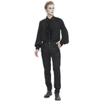 Black Pinstripe Ruffle Shirt