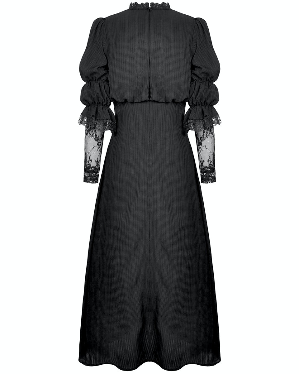 Gothic Lace Puff Sleeve Maxi Dress