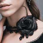 Side Rose Lace Choker