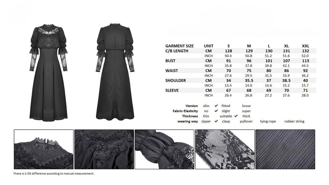 Gothic Lace Puff Sleeve Maxi Dress