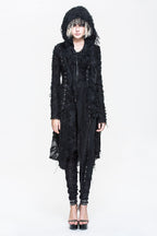 Shredded Long Hooded Cardigan