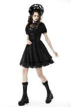 Vintage Netted Neck Puff Sleeve Dress