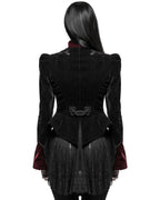 Black & Red Crafted Gothic Velvet Jacket