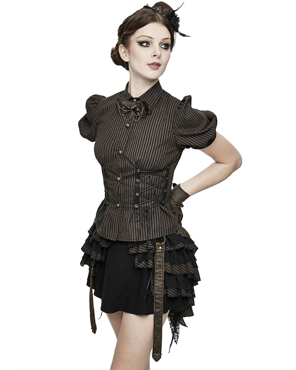 Brown Pinstripe Steampunk Shirt