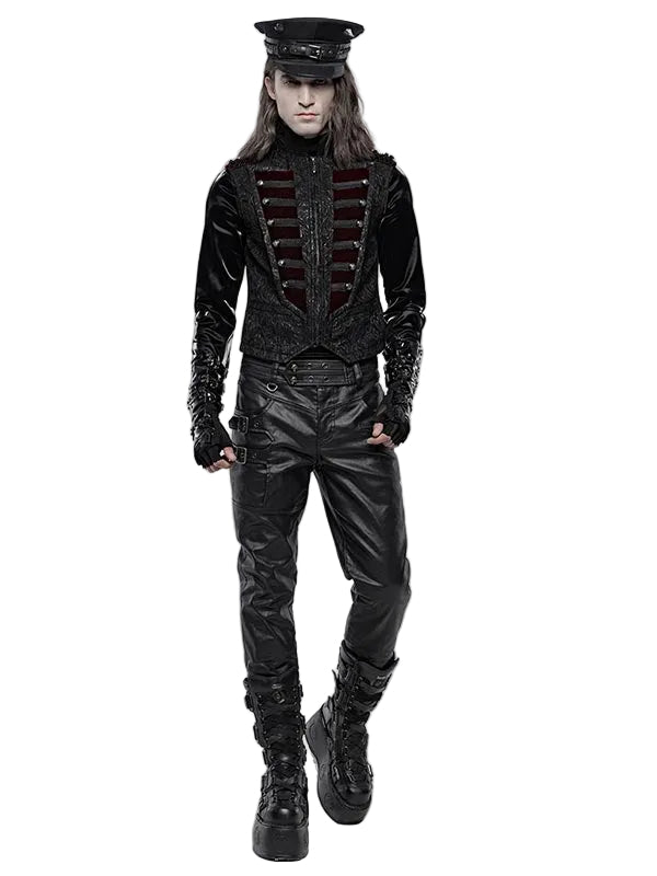 Red Ribcage Style Button Waistcoat