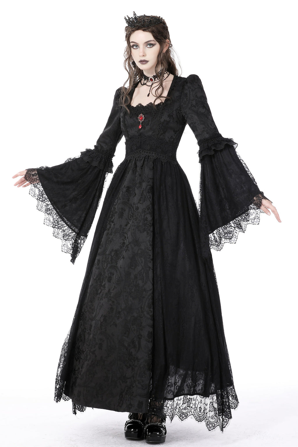 Red Jewel Vintage Court Maxi Dress