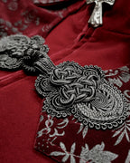 Cape Collar Crucifix Gothic Long Burgundy Coat