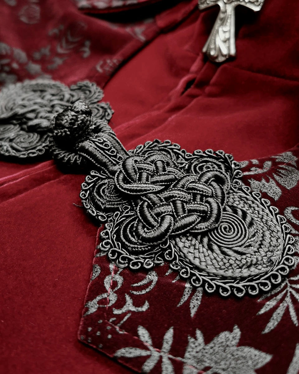 Cape Collar Crucifix Gothic Long Burgundy Coat