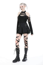 Punk Metal Strap Mini Skirt