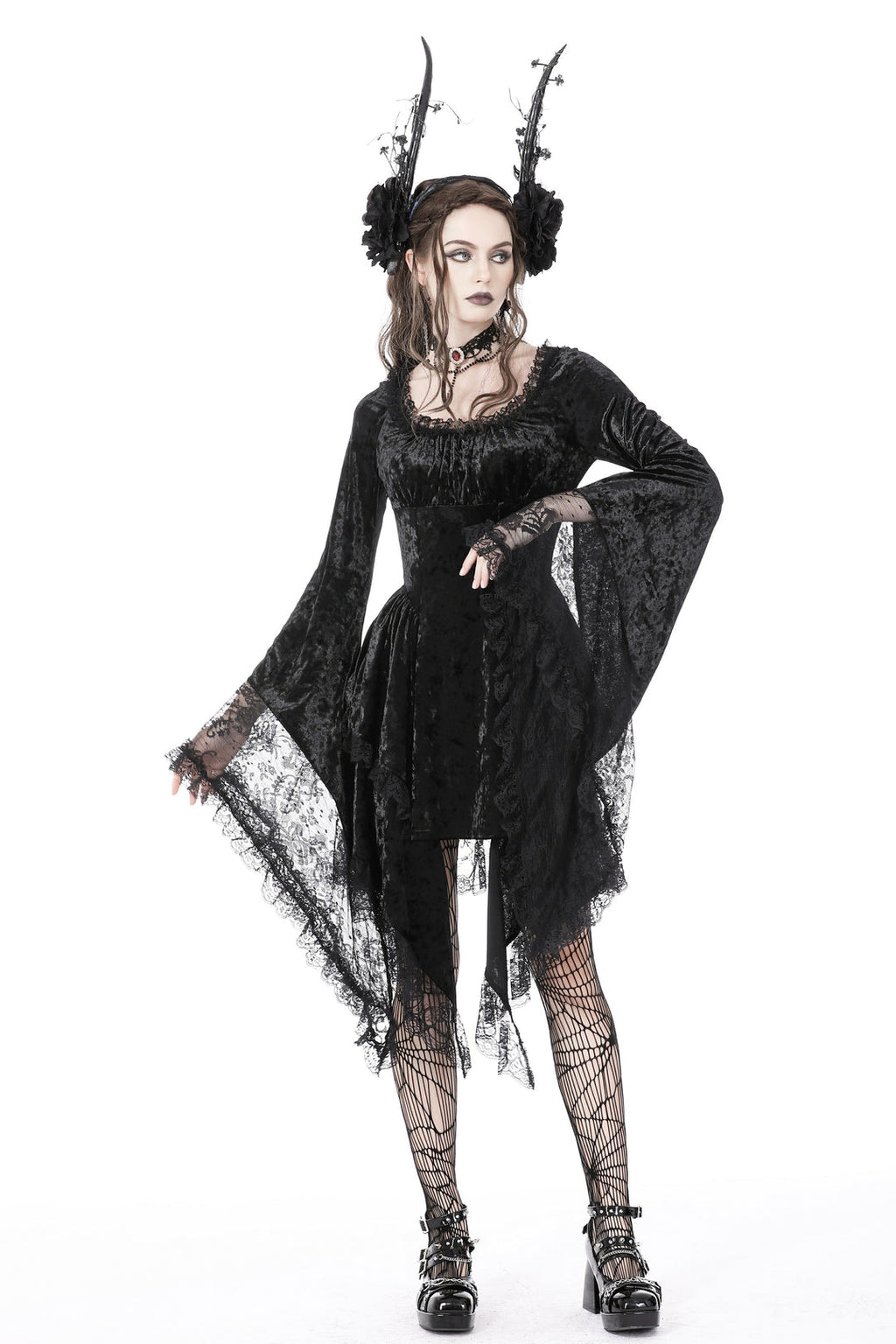 Genie Bell Sleeve Velvet Dress
