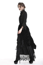 Princess Pleat Lace Velvet Maxi Skirt